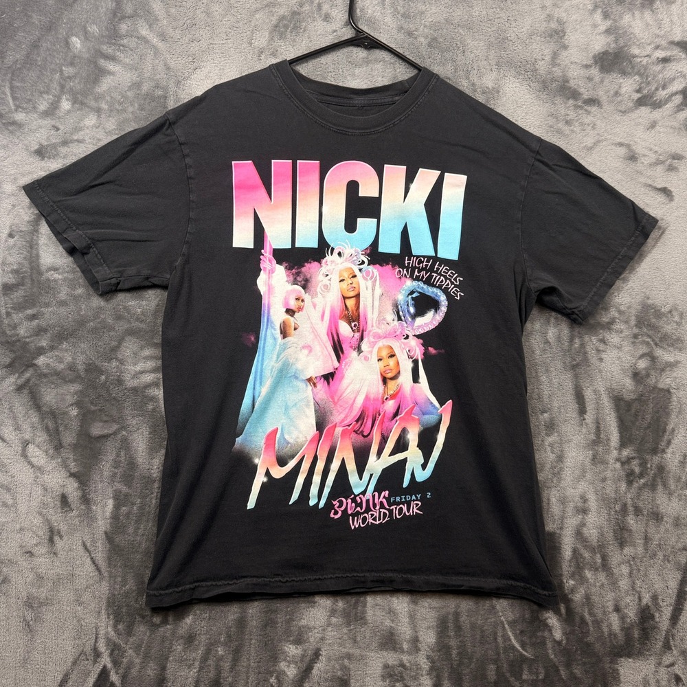Nicki Minaj T-Shirt Unisex Large Black Pink Friday 2 World Tour Concert Graphic